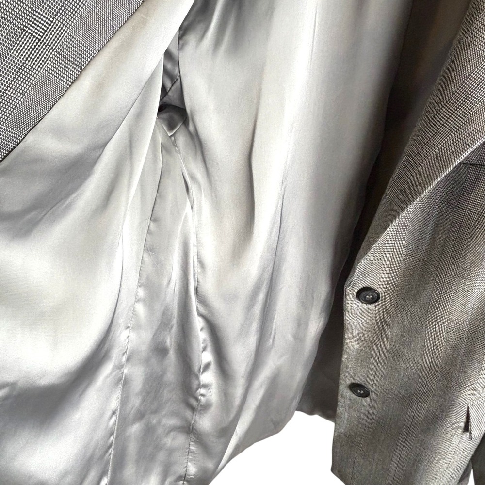 Gray Glen Plaid Blazer M Prince of Wales Notch Lapel Academia Office Gentle Fawn - Picture 8 of 16